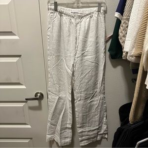 Reformation White Linen Wide Leg Pants